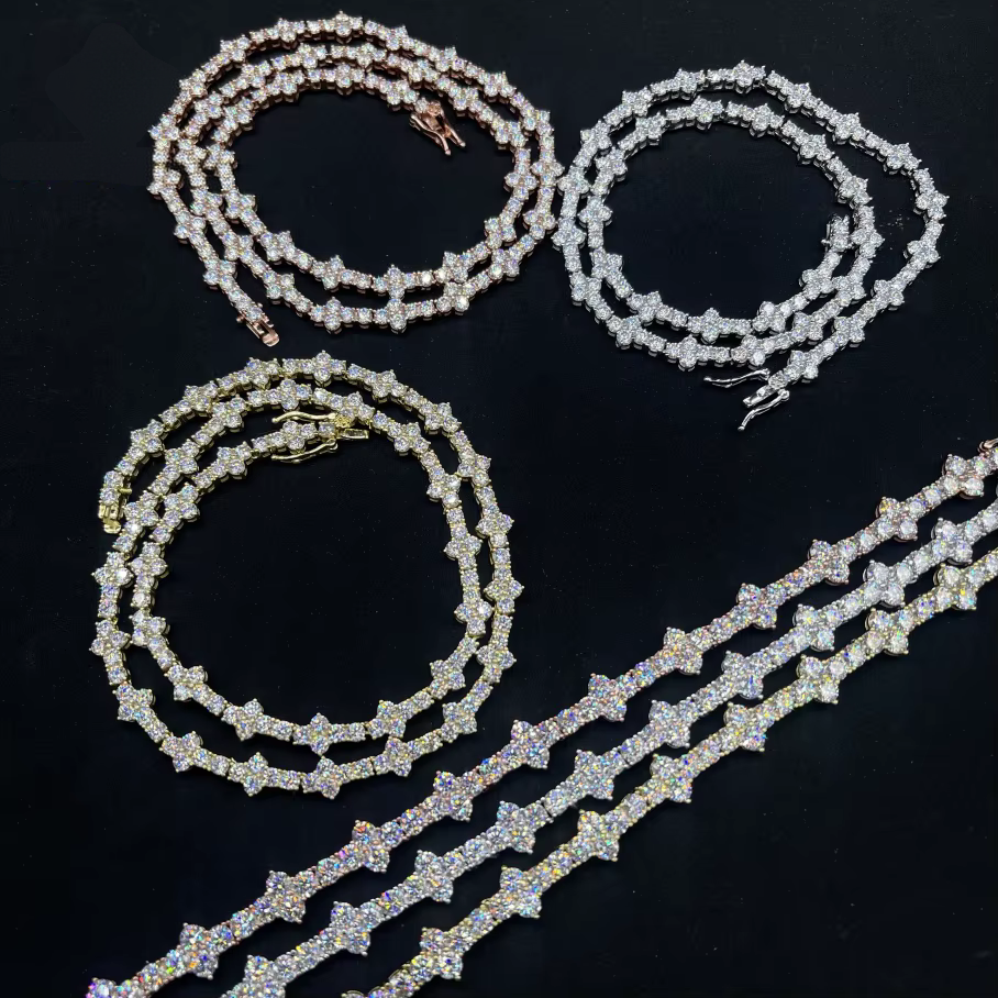 Iced Out Tennis Bracelet Cross VVS Moissanite