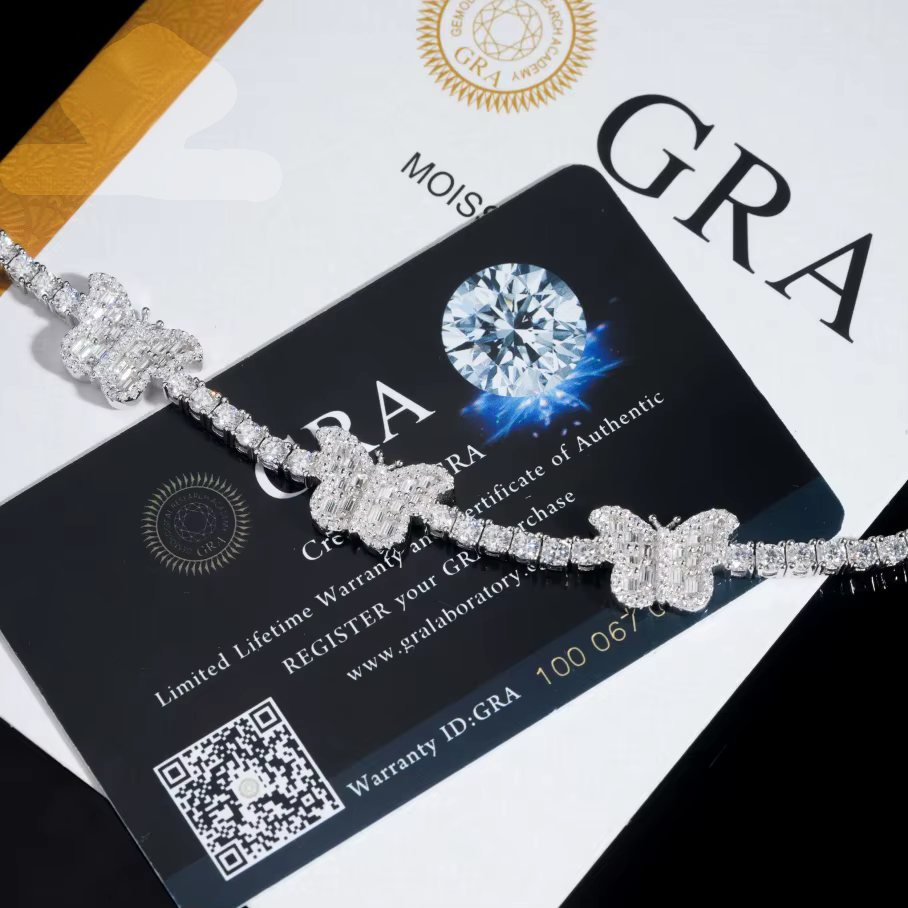 Iced Out Butterfly Tennis Bracelet Moissanite