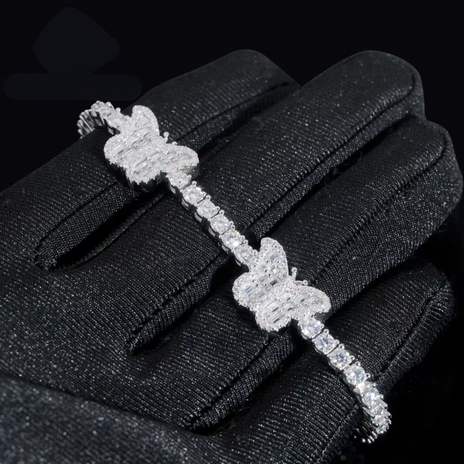Iced Out Butterfly Tennis Bracelet Moissanite