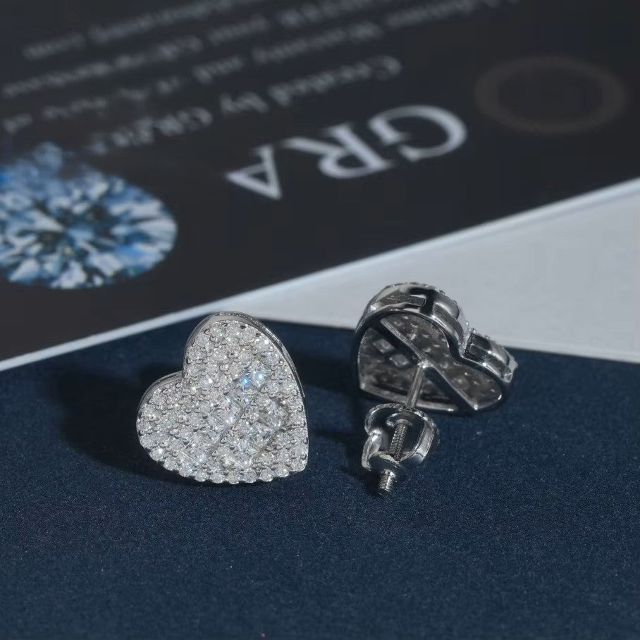 Heart Shape Stud Earring Moissanite