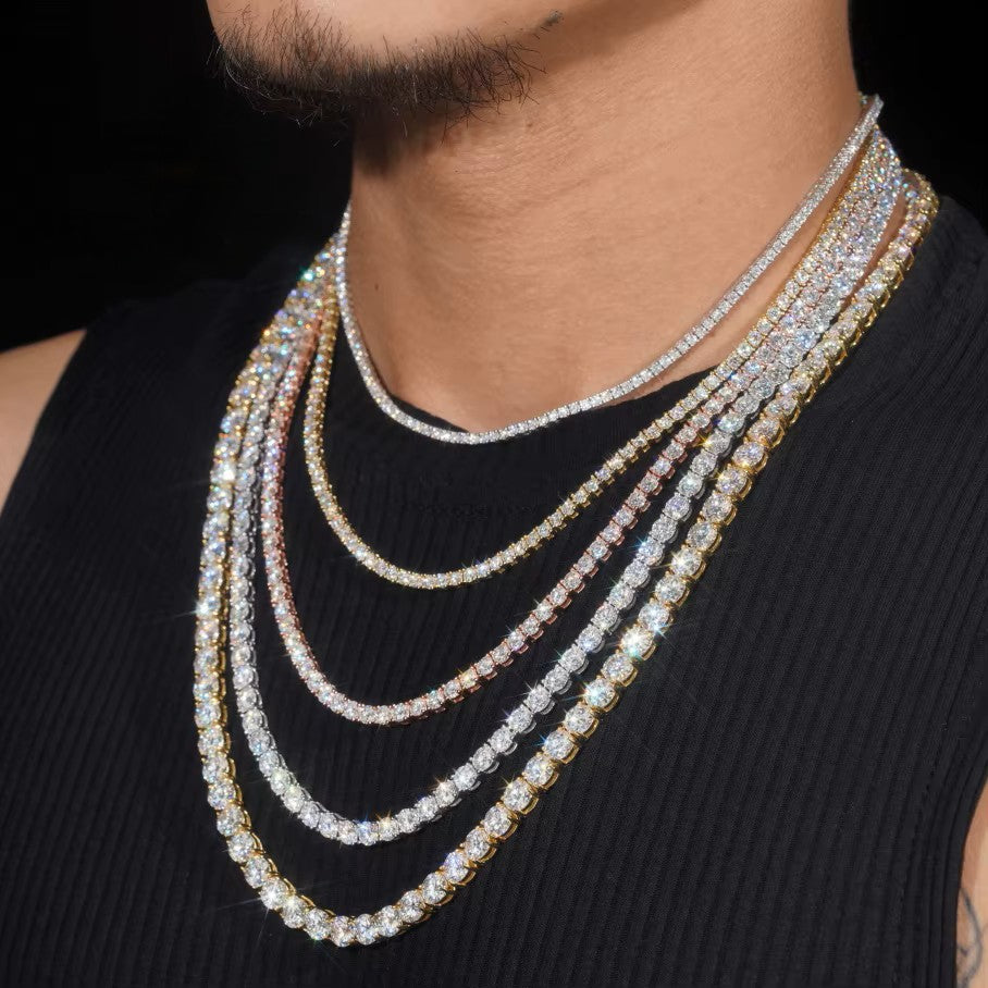 Iced Out Tennis Chain Necklace Moissanite