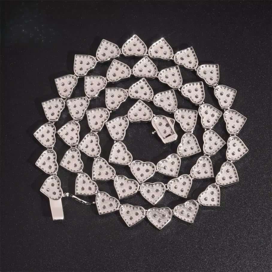 Iced Out Heart Shape Necklace Moissanite