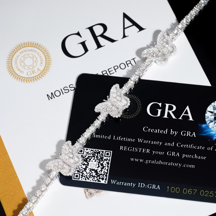 Iced Out Butterfly Tennis Bracelet Moissanite
