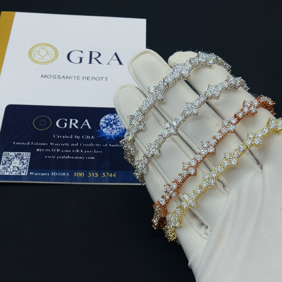 Iced Out Tennis Bracelet Cross VVS Moissanite